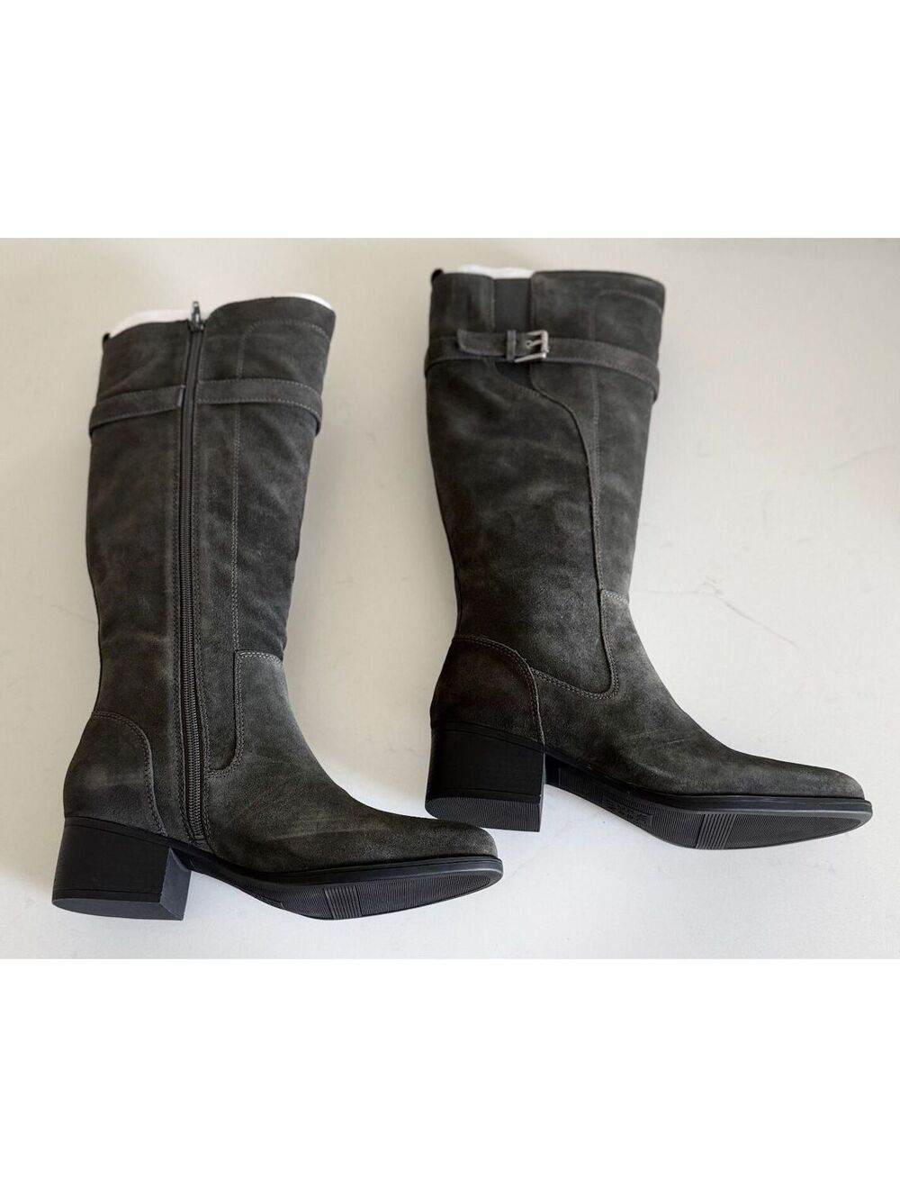 Naturalizer Kenna Gray Suede Wide Calf Knee High Boot Women